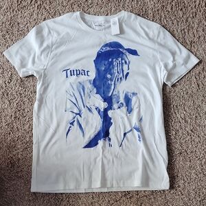 Old Navy White Tee with Blue Tupac Graphic
